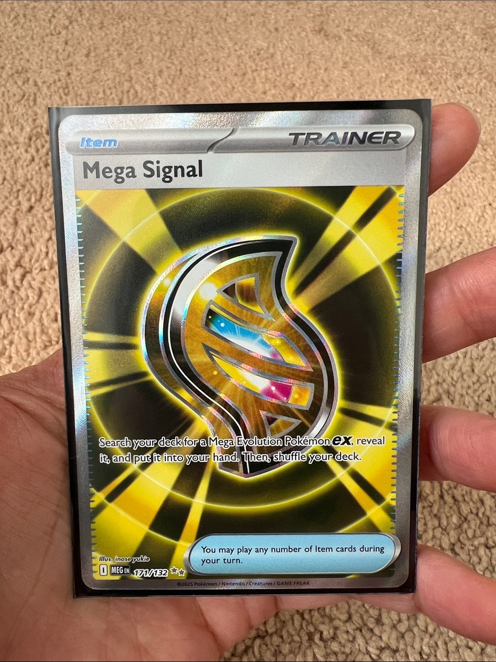 Pokemon Mega Signal Trainer Card Yellow Black Silver Holographic